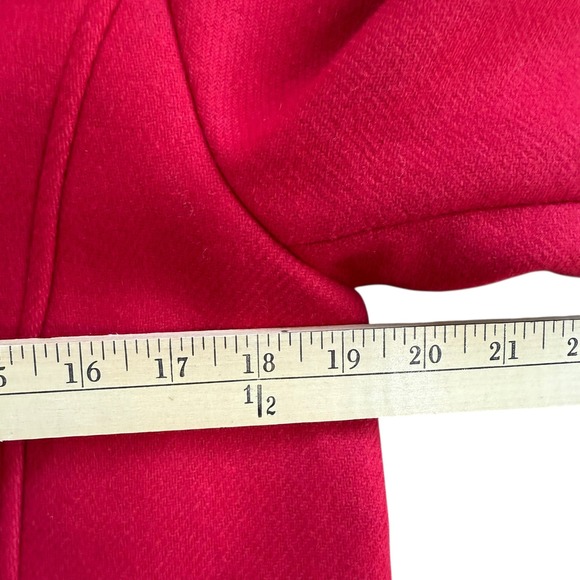 Talbots Petite Red Wool Blend Button Front Coat Gold Chain Detail Petite 4P NWT - Picture 10 of 16